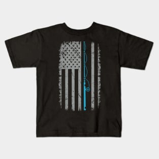 USA American Flag Fishing Vintage Fisherman Gifts Kids T-Shirt